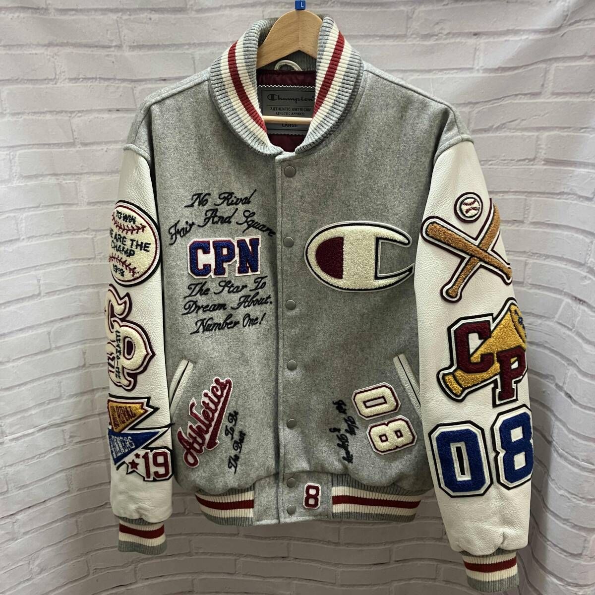 Champion / チャンピオン / スタジャン / 表記サイズL / グレー - メルカリ