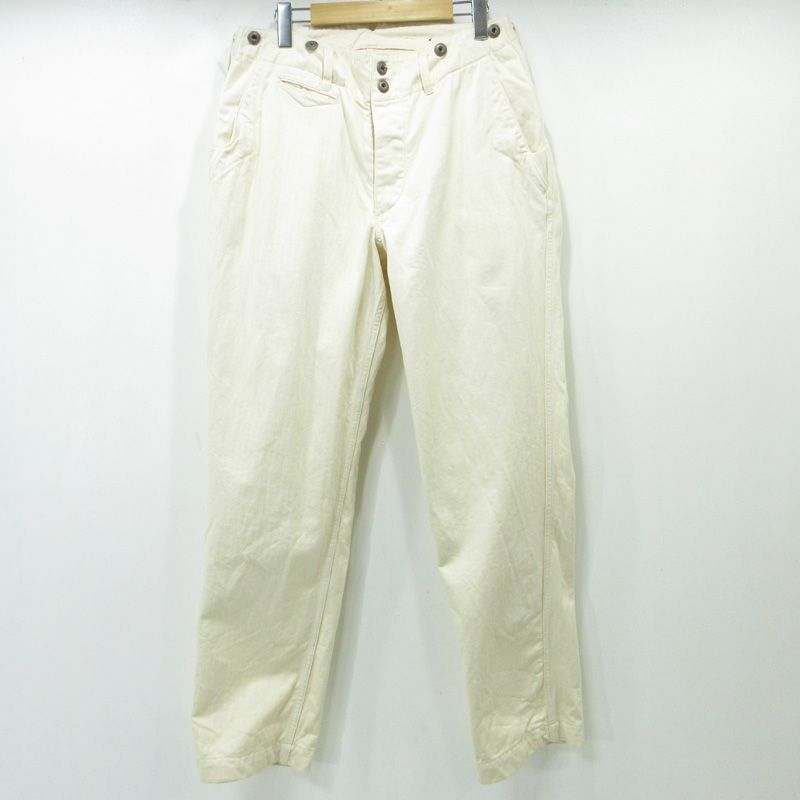 フリーホイーラーズ ボタンフライパンツ ヘリンボーン柄 ホワイト アイボリー サイズ 記載なし 107