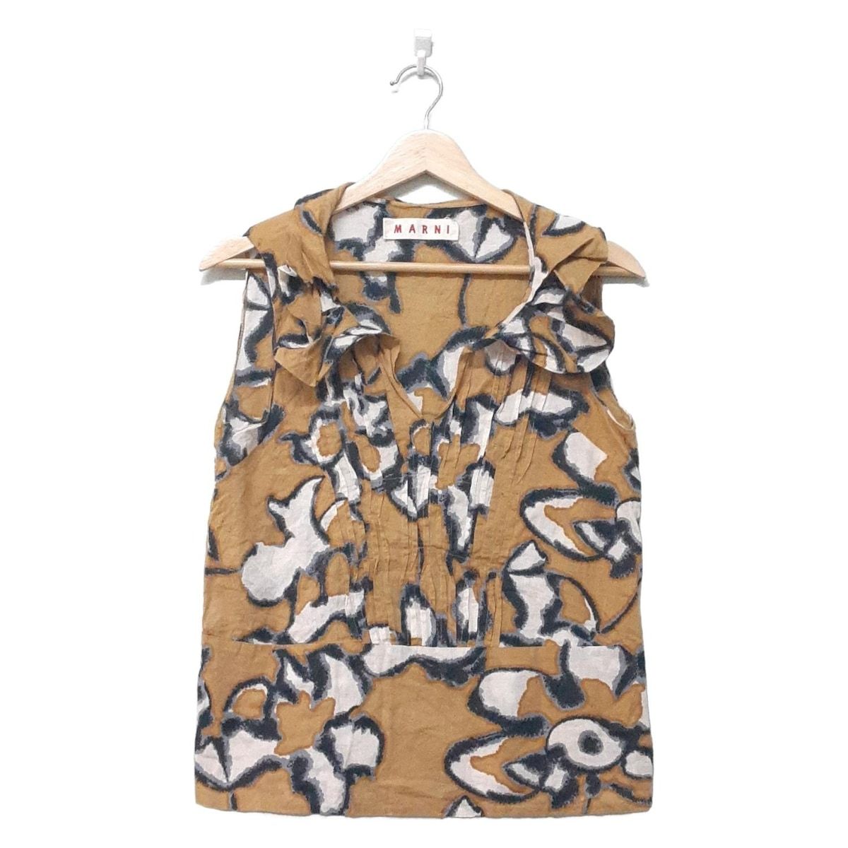 MARNI マルニ ノースリーブカットソー サイズ40 M レディース - ブラウン×アイボリー×マルチ