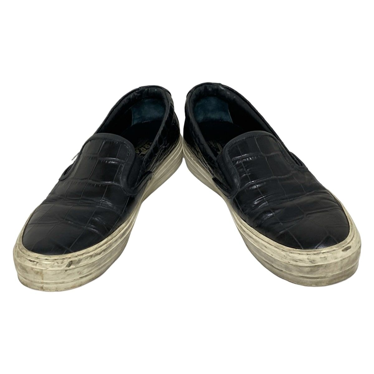 SalvatoreFerragamo サルバトーレフェラガモ スリッポン 6 M レディース - 黒 型押し加工 レザー