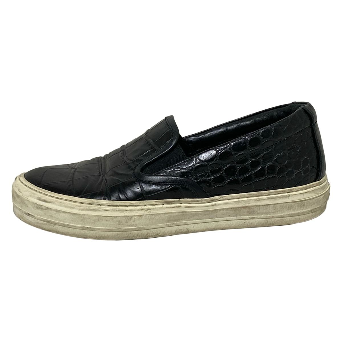 SalvatoreFerragamo サルバトーレフェラガモ スリッポン 6 M レディース 黒 型押し加工 レザー