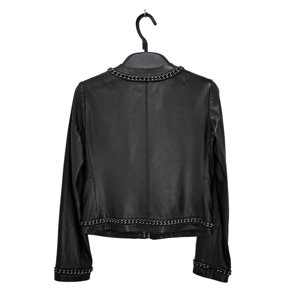 名東 トリーバーチ レザージャケット チェーンモチーフ ブラック 黒 レディース アパレル 女 服