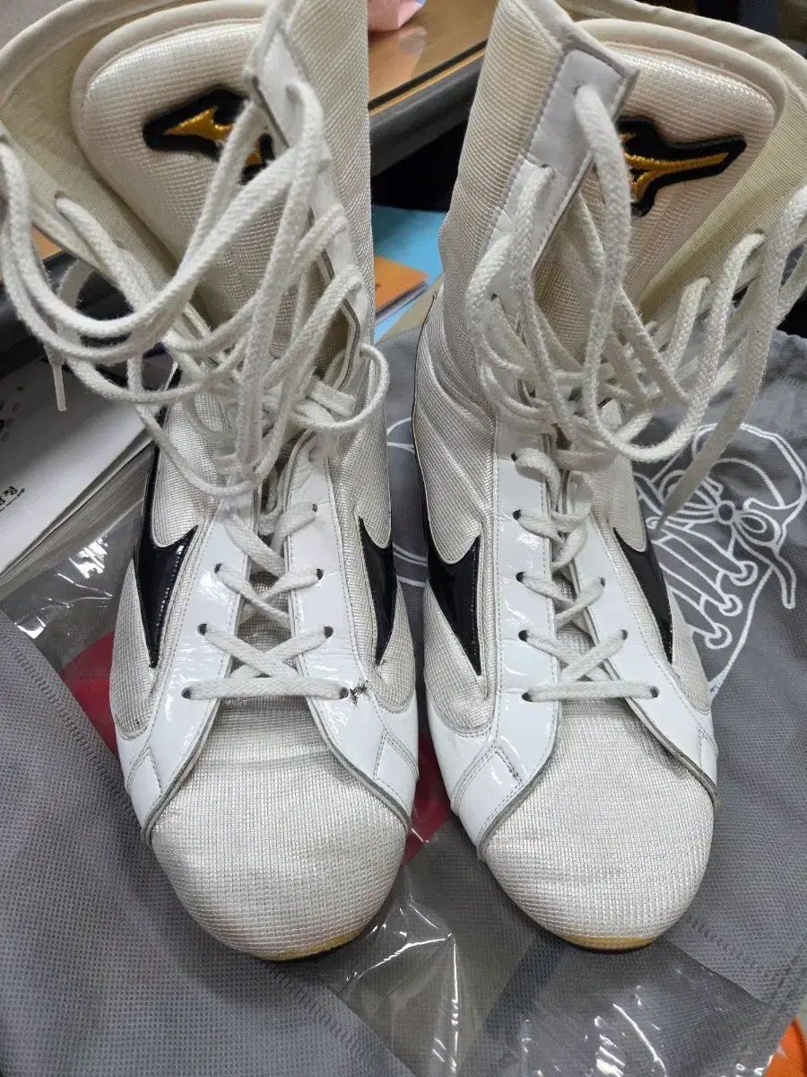 ミズノ ボクシング シューズ 白 ブラック ミッド 260