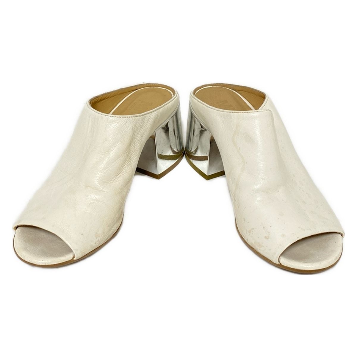 MM 6 エムエムシックス ミュール 37 レディース - アイボリー×シルバー レザー