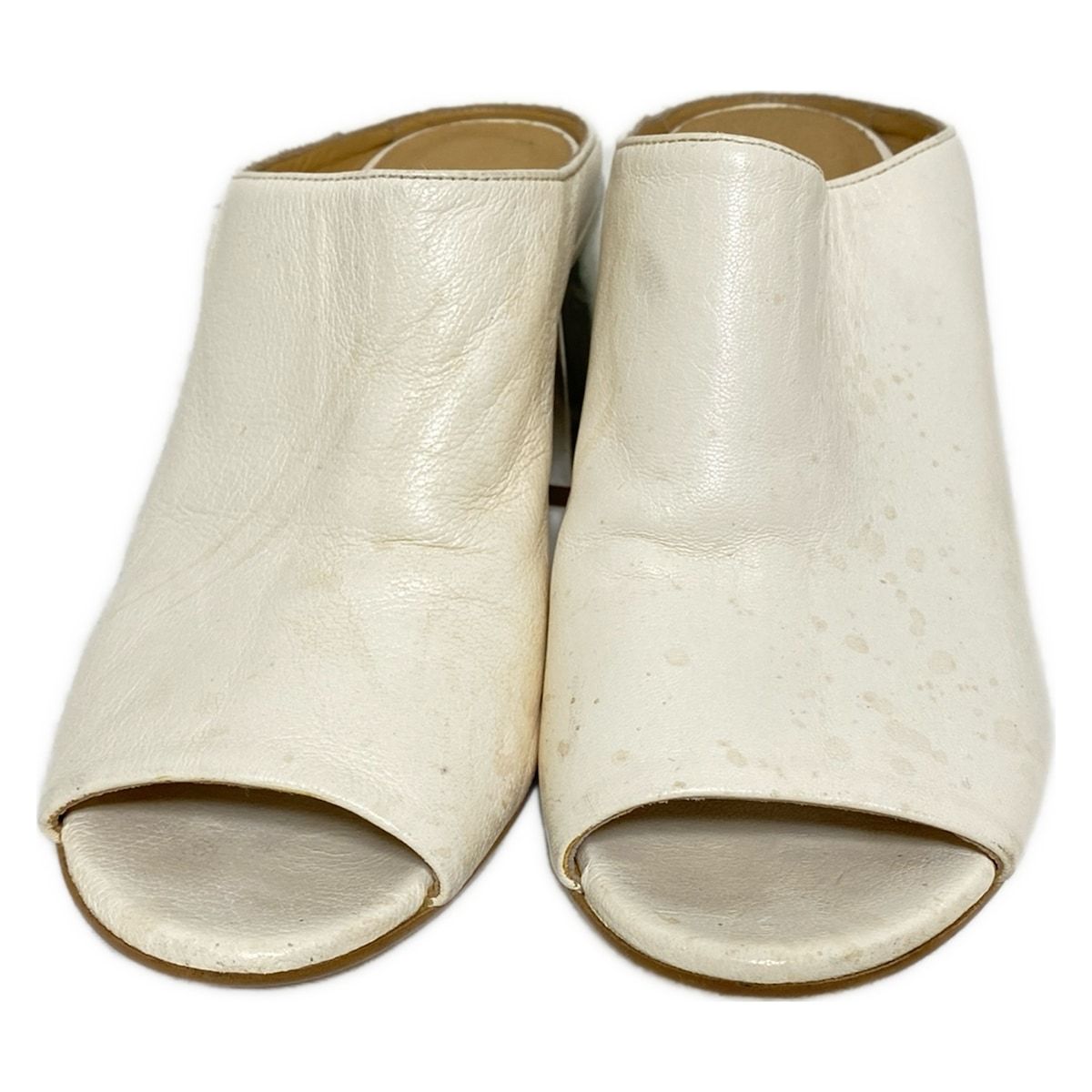 アイボリー×シルバー レザー