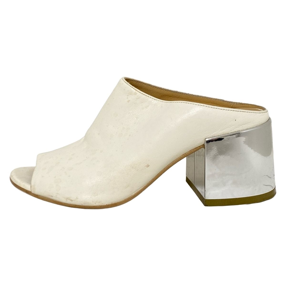 MM 6 エムエムシックス ミュール 37 レディース - アイボリー×シルバー レザー