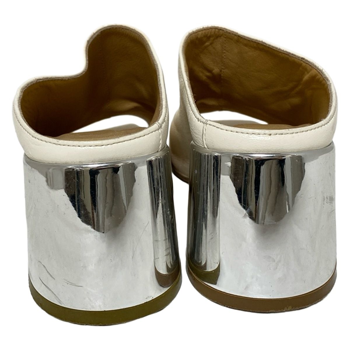  MM 6 エムエムシックス ミュール 37 レディース - アイボリー×シルバー レザー ミュール サンダル ミュール