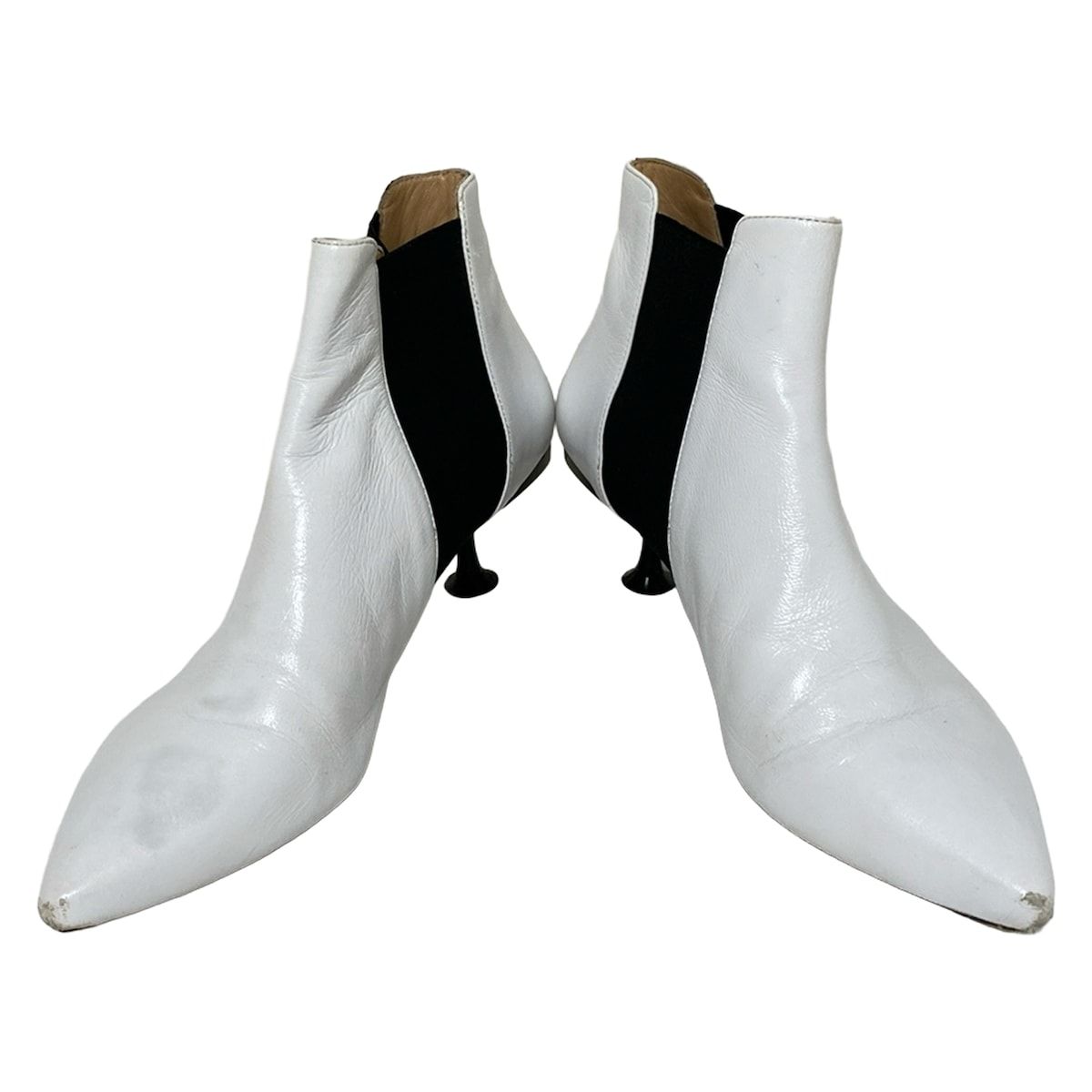 sergio rossi セルジオロッシ ショートブーツ 36 1 2 レディース - 白×黒×シルバー レザー