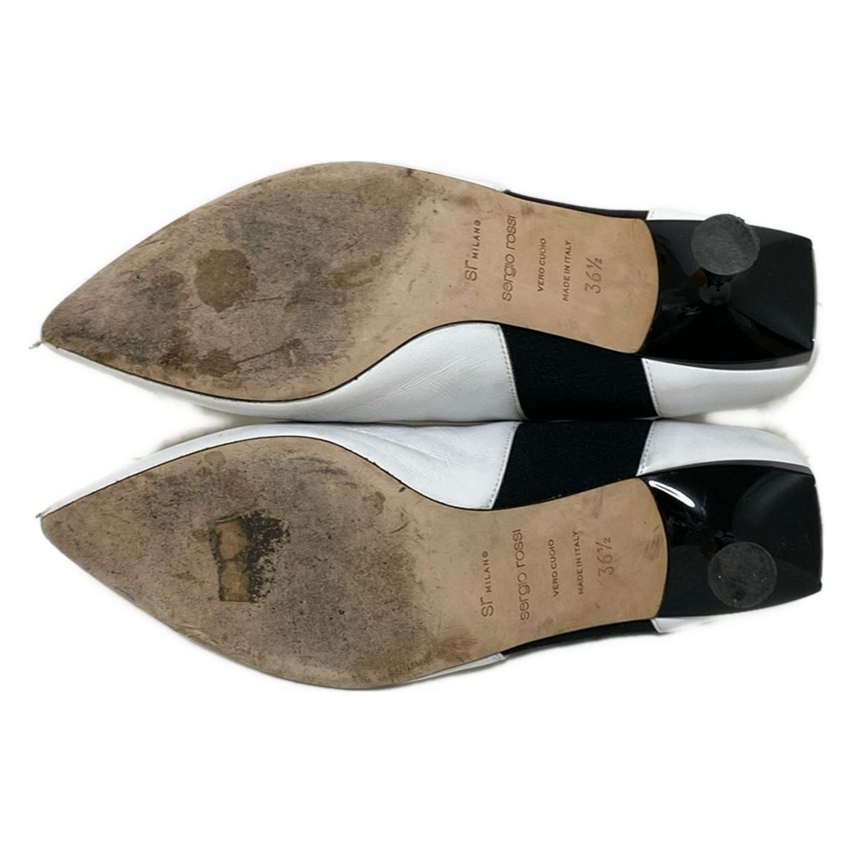  sergio rossi セルジオロッシ ショートブーツ 36 1 2 レディース - 白×黒×シルバー レザー ブーティ ブーツ