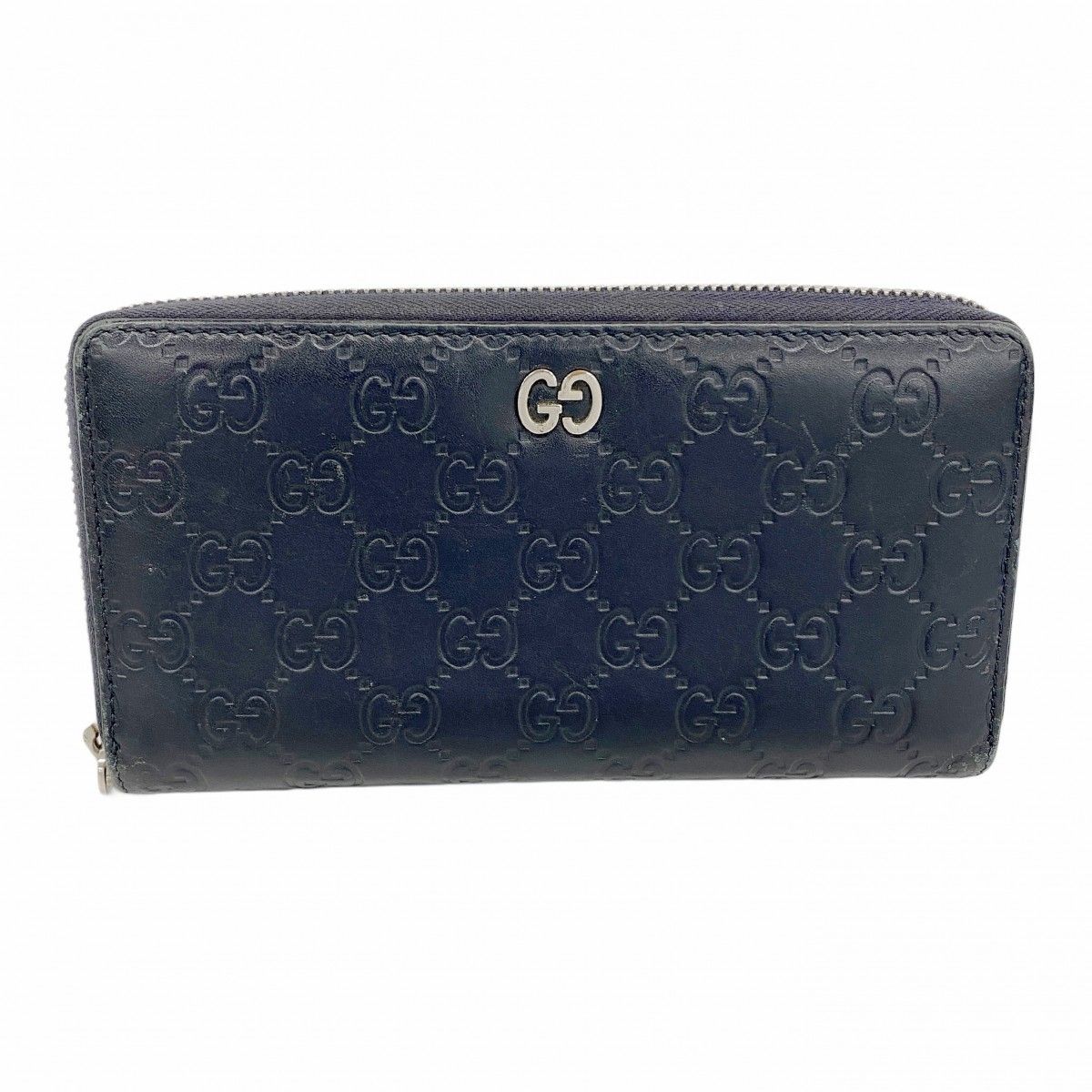 【5pa0975】グッチ 長財布 グッチシマ 473928 レザー ネイビー シルバー金具【中古】メンズ SALE【5pa0975】グッチ 長財布 グッチシマ 473928 レザー ネイビー