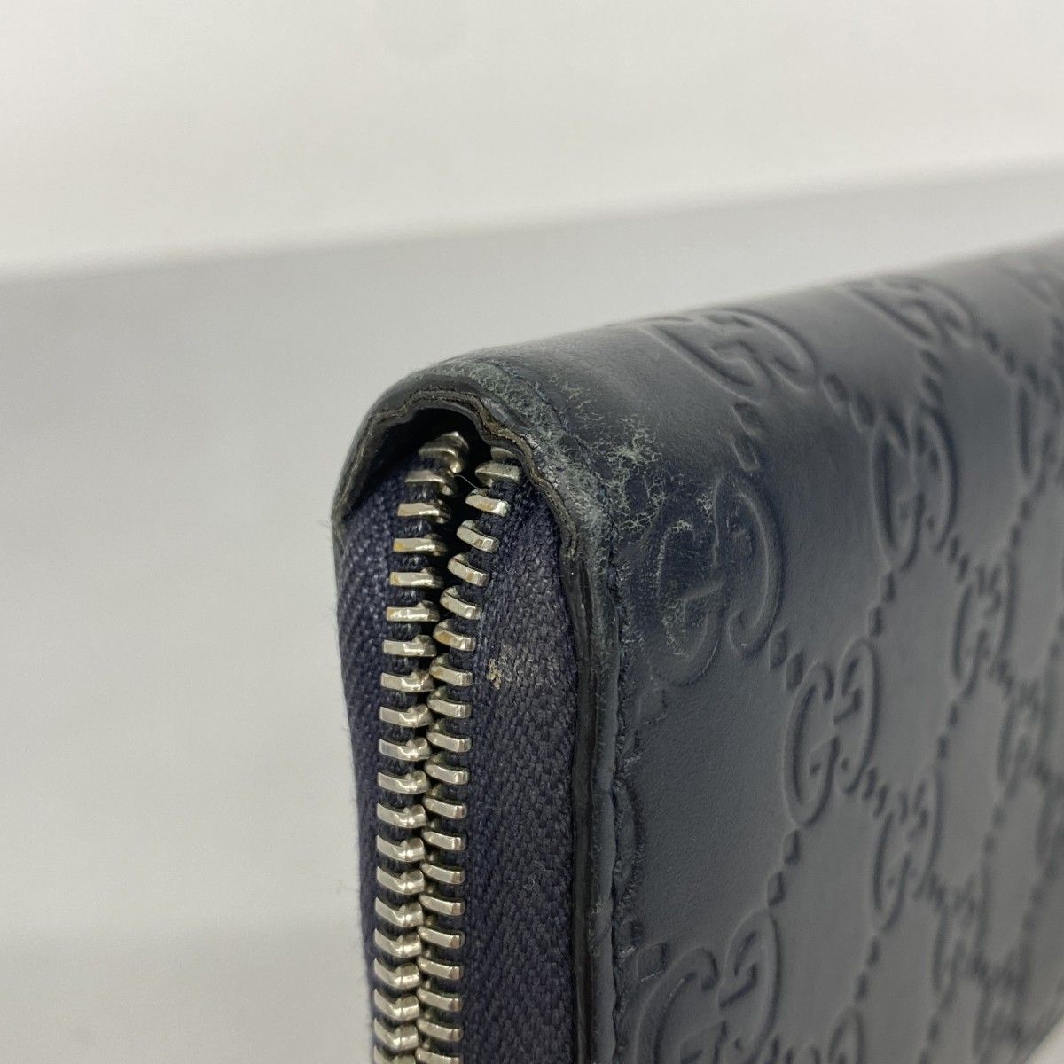 SALE【5pa0975】グッチ 長財布 グッチシマ 473928 レザー ネイビー