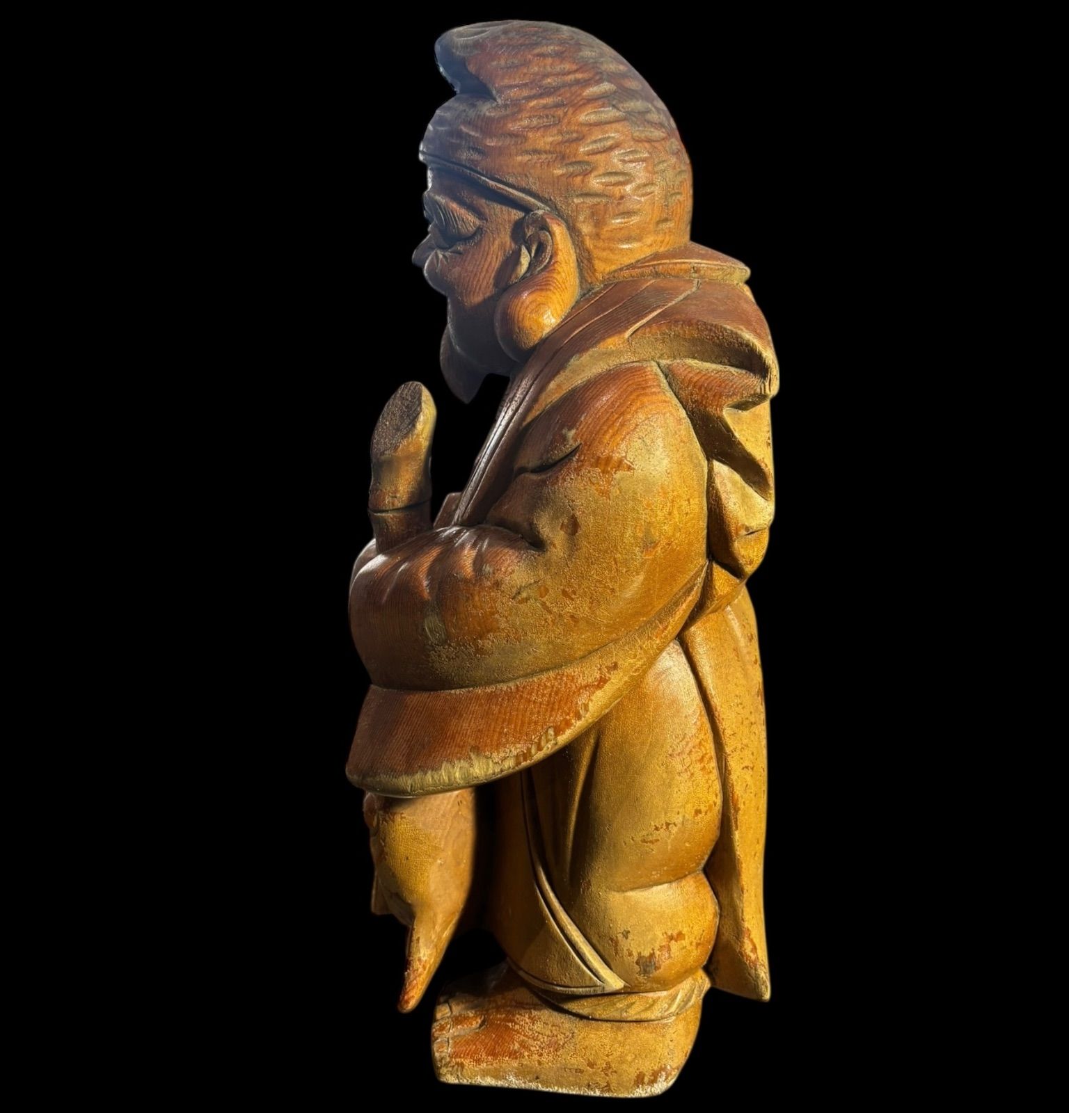 木彫り 恵比寿 七福神 木製 恵比寿様 鯛 開運 縁起物 彫刻 仏像 古美術