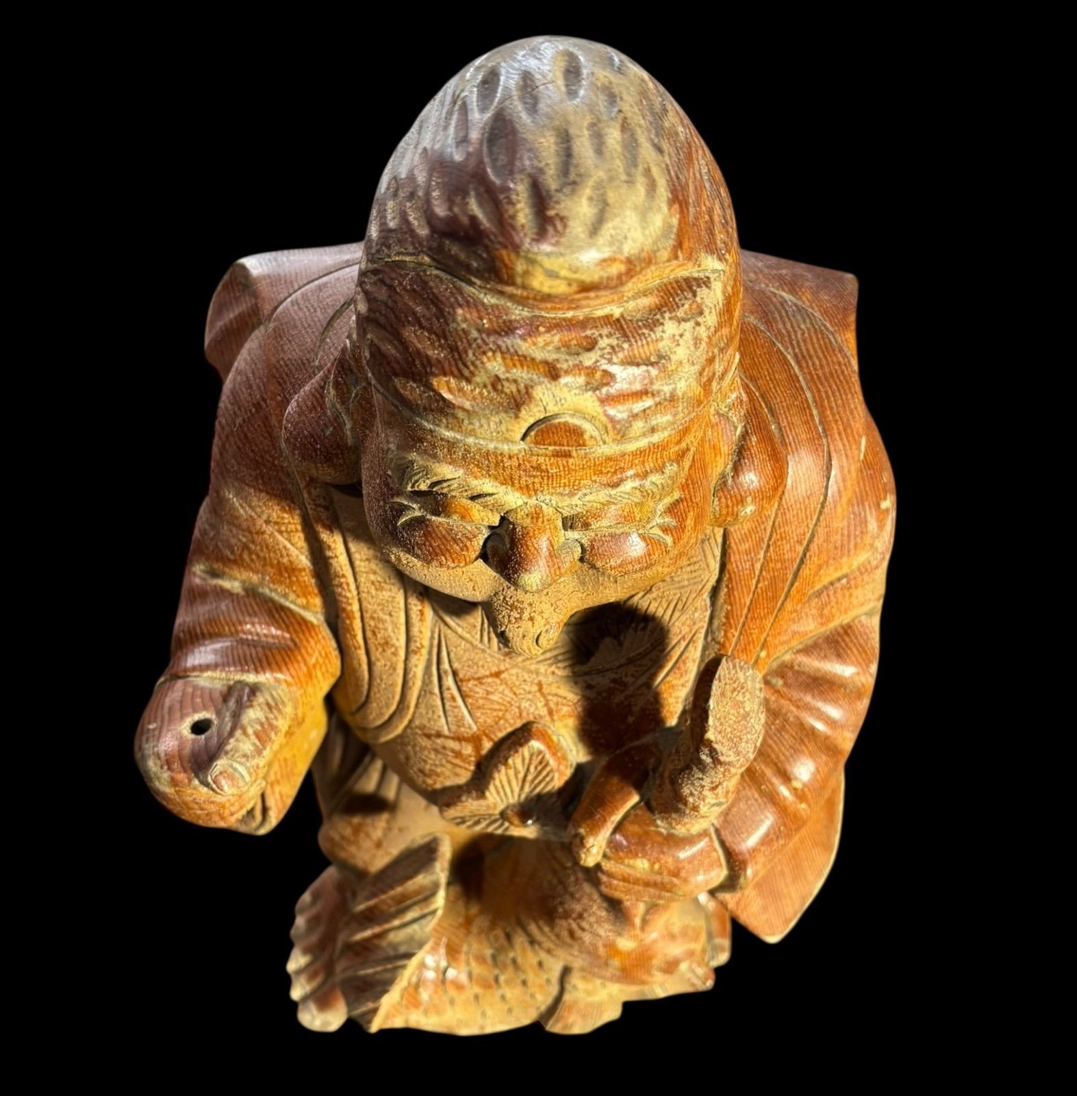 木彫り 恵比寿 七福神 木製 恵比寿様 鯛 開運 縁起物 彫刻 仏像 古美術