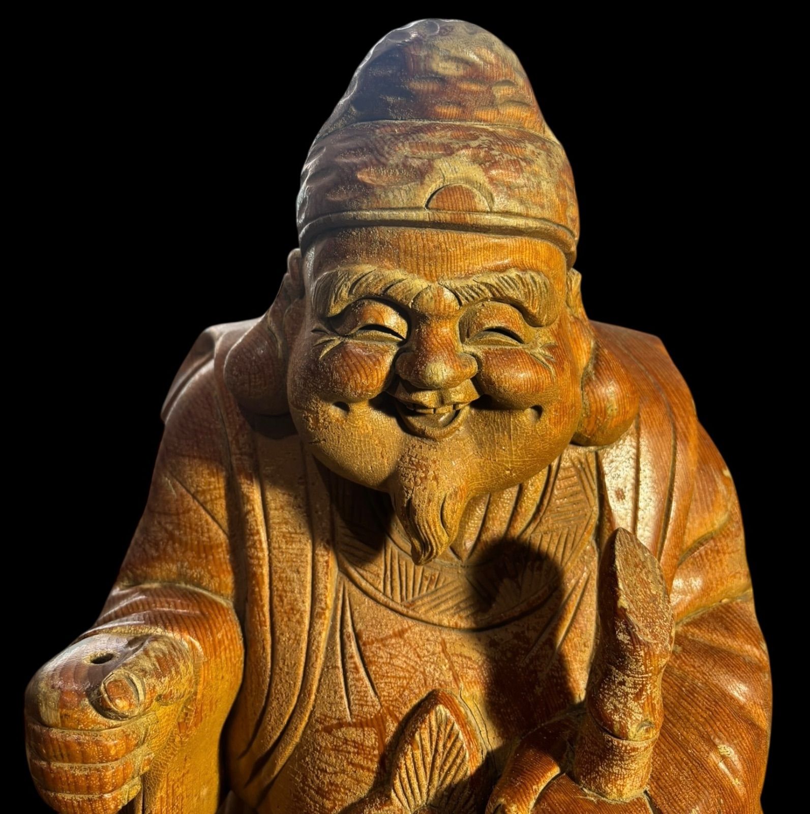 木彫り 恵比寿 七福神 木製 恵比寿様 鯛 開運 縁起物 彫刻 仏像 古美術
