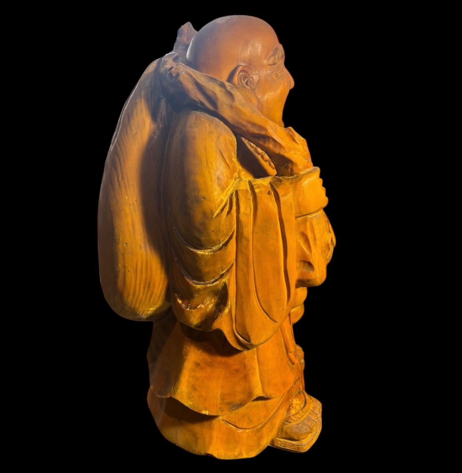 木彫り 布袋尊 七福神 木製 布袋様 開運 縁起物 彫刻 仏像 古美術
