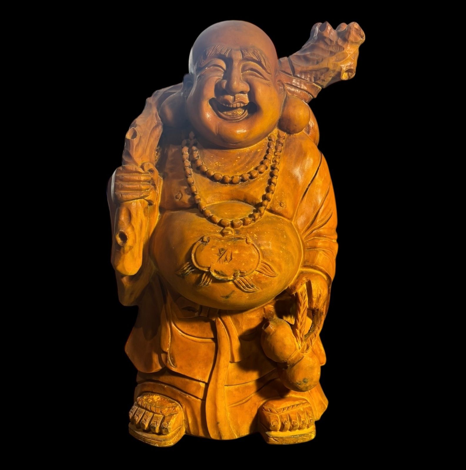 木彫り 布袋尊 七福神 木製 布袋様 開運 縁起物 彫刻 仏像 古美術