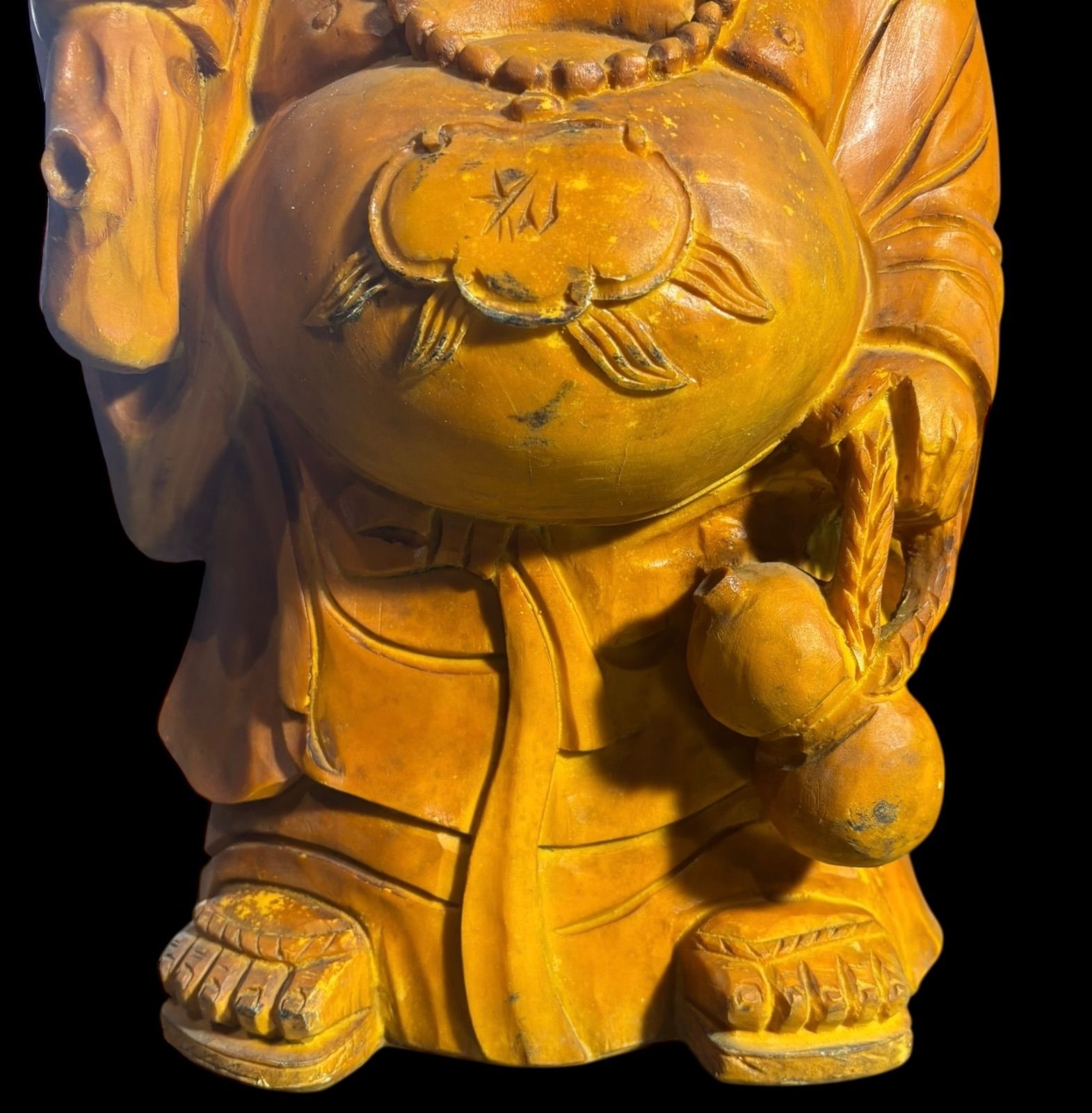 木彫り 布袋尊 七福神 木製 布袋様 開運 縁起物 彫刻 仏像 古美術