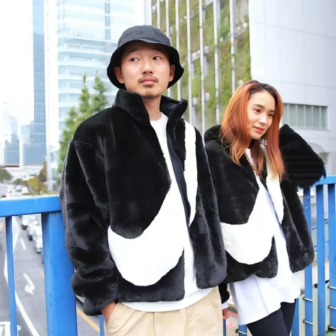 ナイキ NSW ファー ジャケット ビッグスウッシュ フリース ブラック