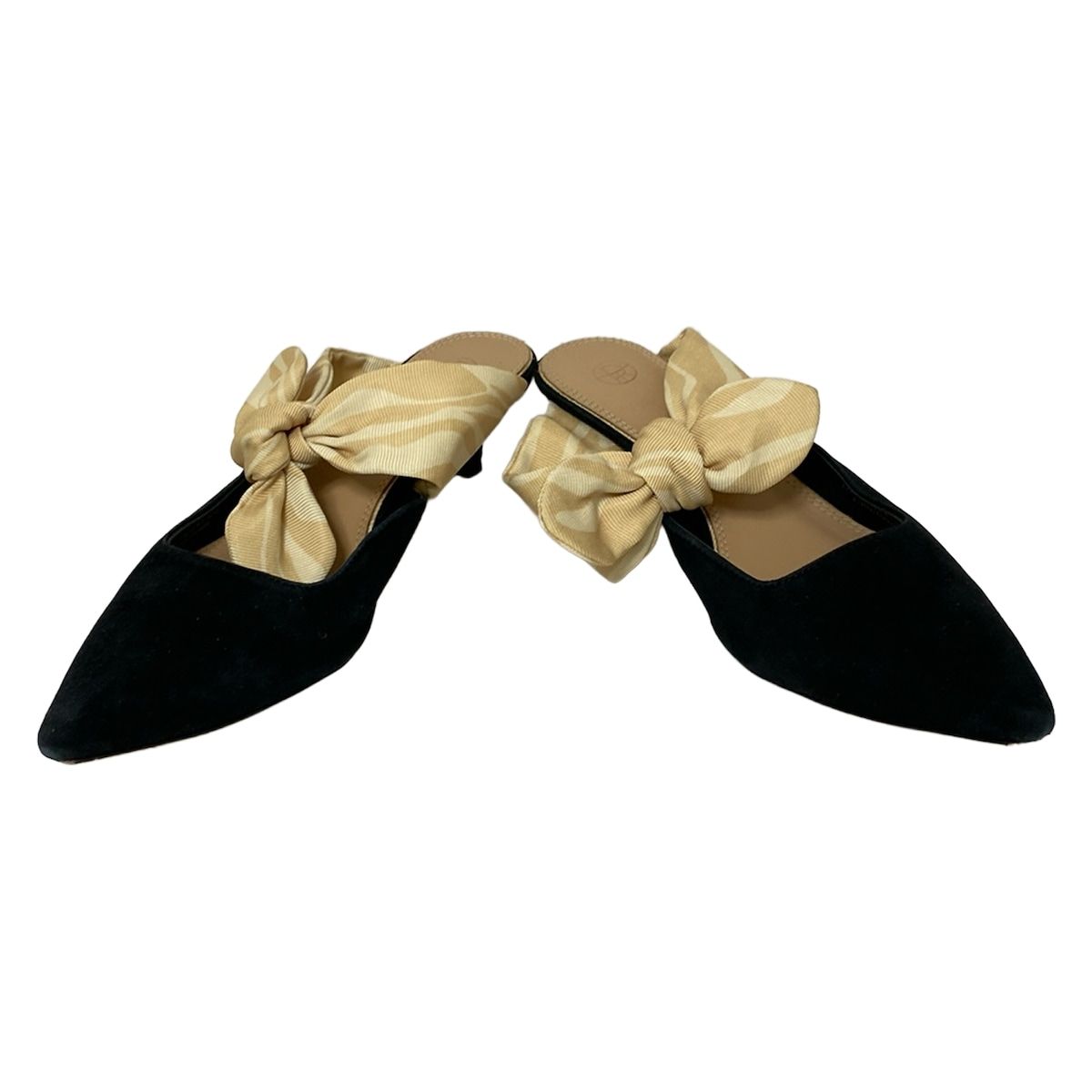 THE ROW ザロウ ミュール 37 レディース COCO リボンミュール 黒×ライトイエロー リボン