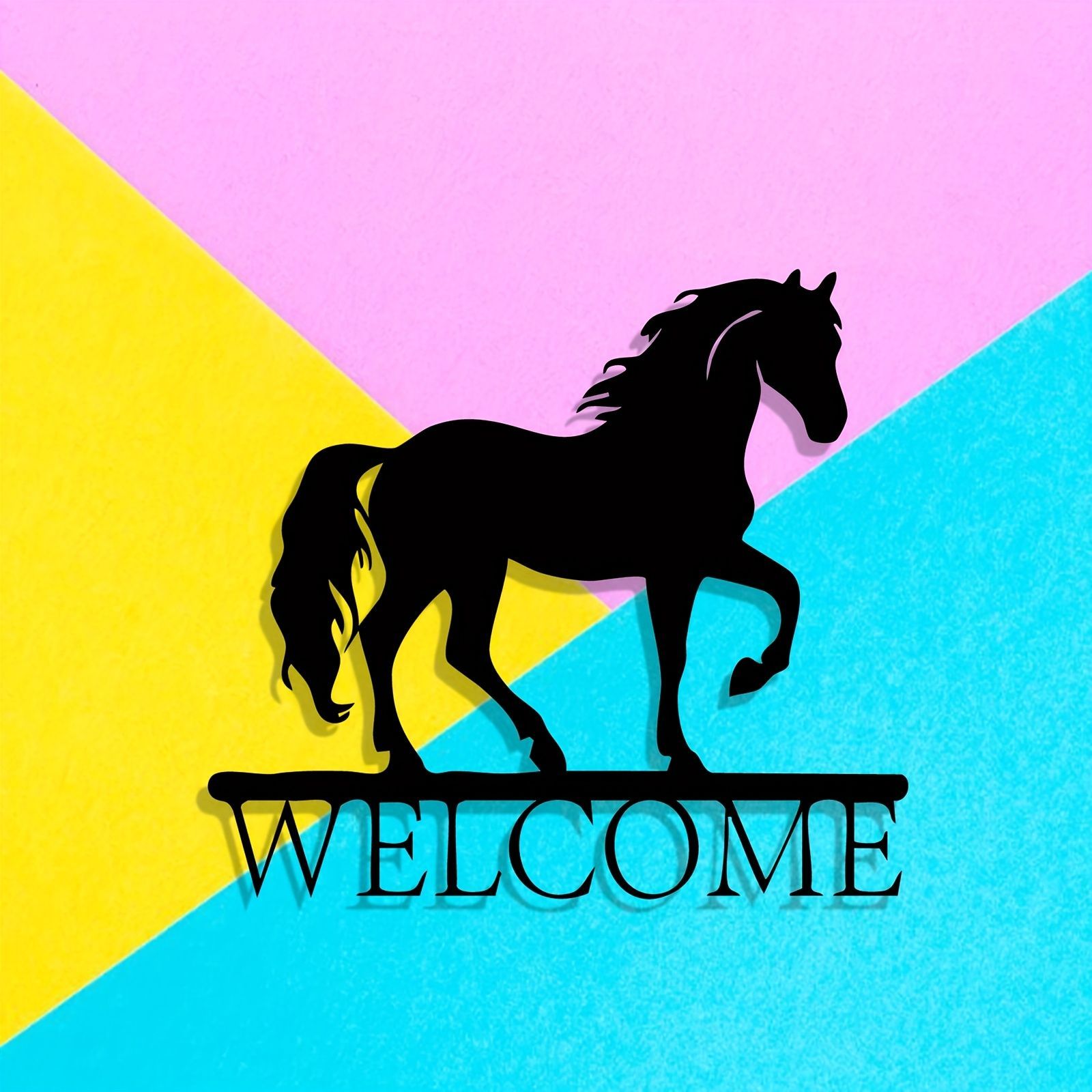 壁掛け オブジェ 置物 インテリア 馬 うま ウマ ウェルカムデザイン ブラック 屋内 寝室 室内 屋外 玄関 玄関ドア 庭 装飾 DIY リビング ダイニング 鉄 壁掛けアート 干支 正月