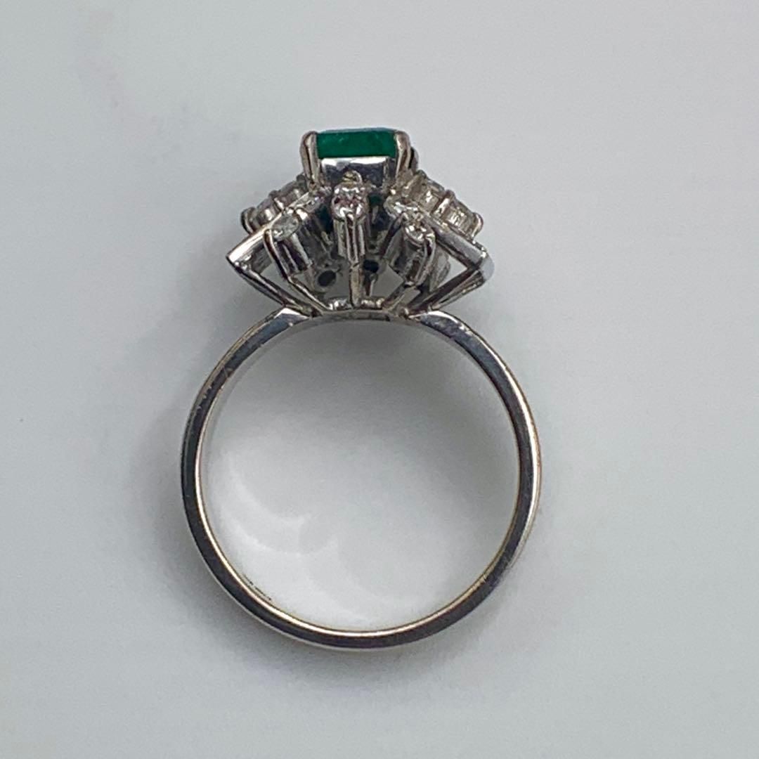 エメラルド ダイヤ シルバーリング 11号 レディース 指輪 4.6 g