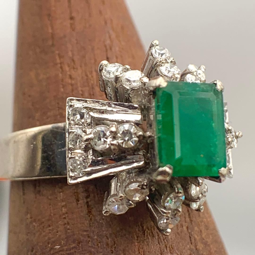  エメラルド ダイヤ シルバーリング 11号 レディース 指輪 4.6 g リング 指輪 アクセサリー