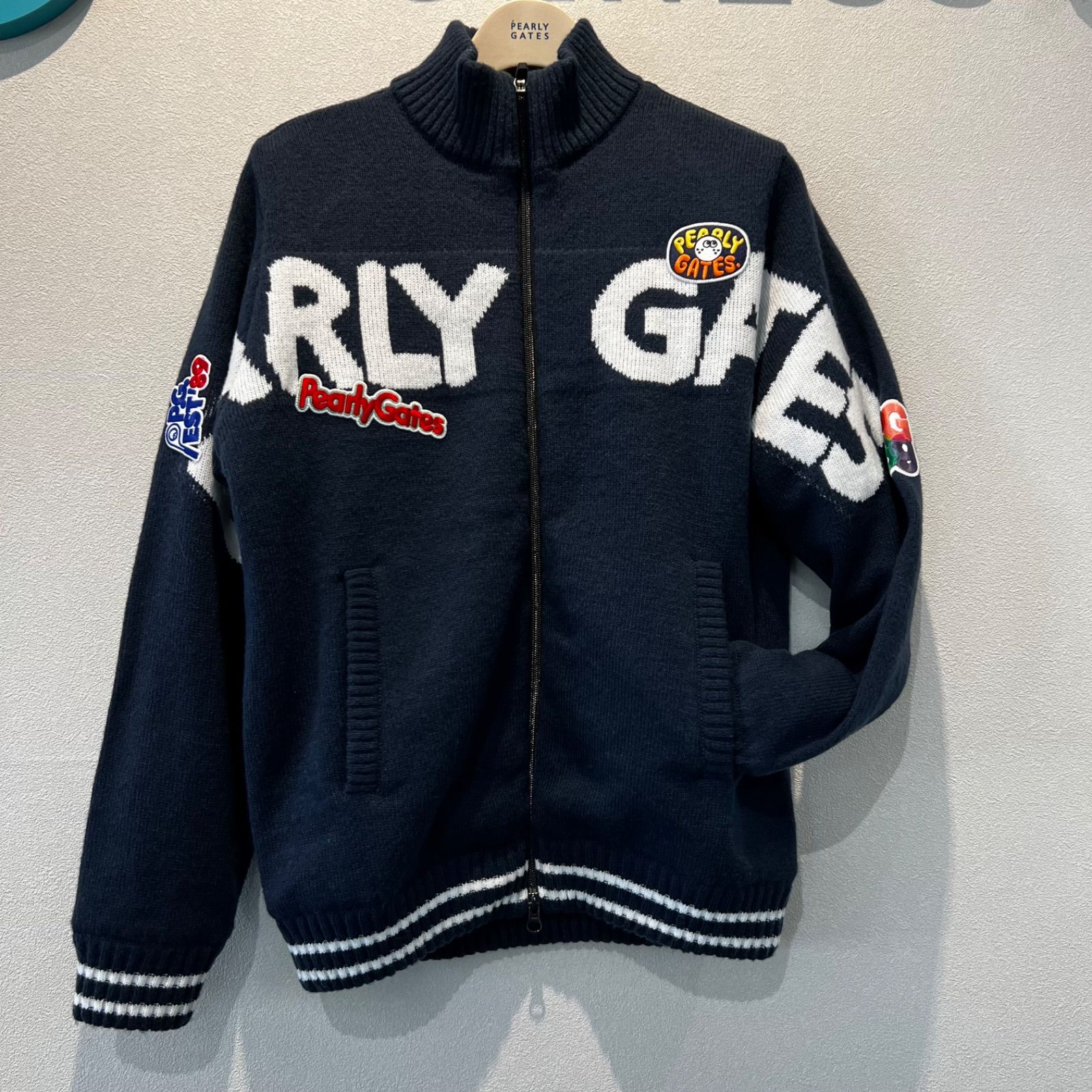 2025 FW 10％OFF PEARLY GATES 7 G部分ジャガード×ストレッチ裏地フルジップニットブルゾン サイト サイズ6