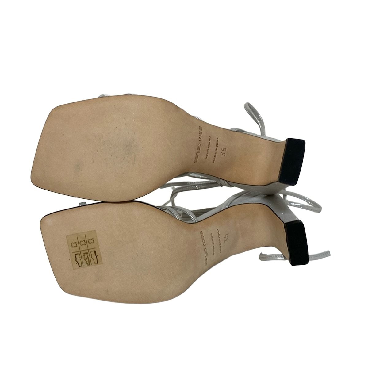  sergio rossi セルジオロッシ サンダル 35 レディース - シルバー ラメ レザー サンダル サンダル ミュール