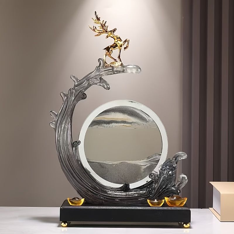 オブジェ 置物 トナカイ ブラック オレンジ ブルー 3 サンドピクチャー 感 インテリア リビング ダイニング 玄関 寝室 装飾 オーナメント 樹脂 プレゼント ギフト オシャレ 棚装飾