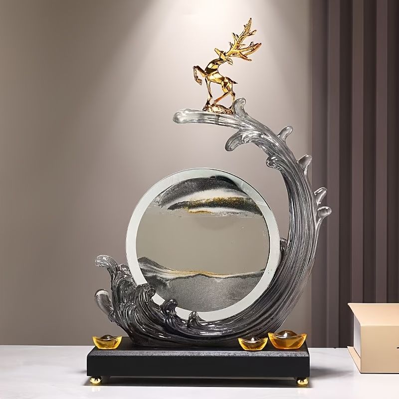  オブジェ 置物 トナカイ ブラック オレンジ ブルー 3 サンドピクチャー 感 インテリア リビング ダイニング 玄関 寝室 装飾 オーナメント 樹脂 プレゼント ギフト オシャレ 棚装飾 指輪収納 置物 インテリア小物