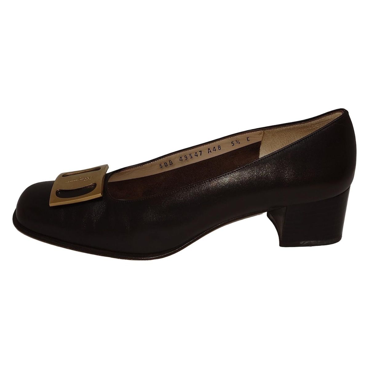 SalvatoreFerragamo サルバトーレフェラガモ パンプス 5 1 2 C レディース ダークブラウン ヴァラ レザー