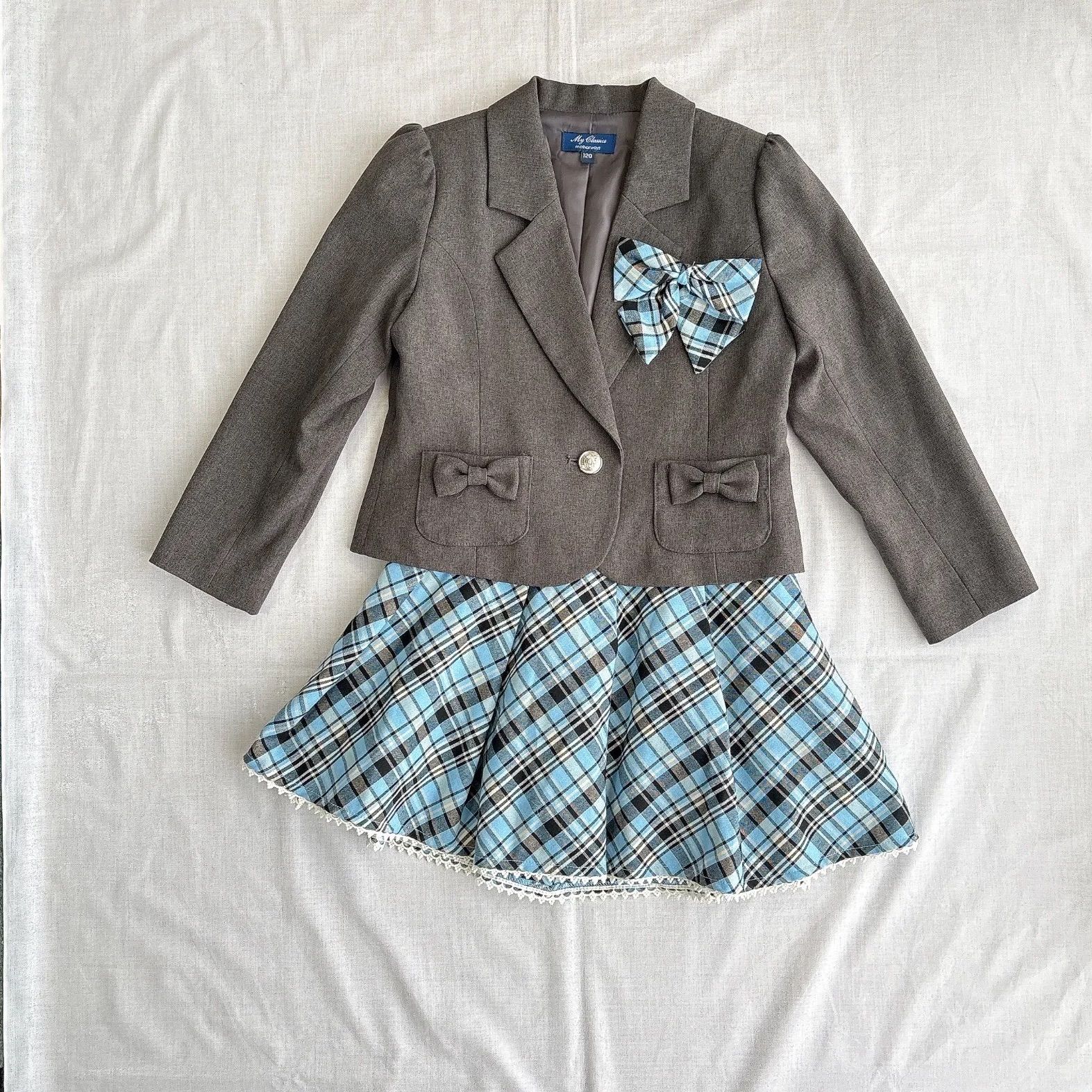 美品 motherways マザウェイズ 女の子 子供用 スーツ 120㎝ グレー 