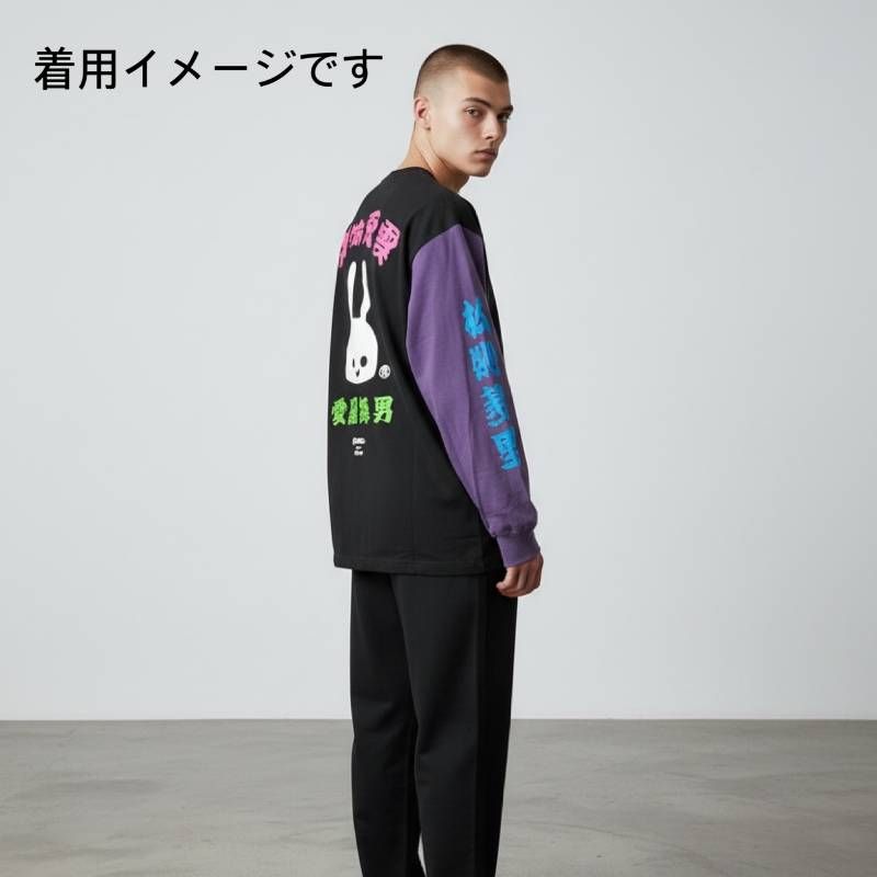 CUNE カラフルロゴ長袖カットソー CUNE Long Sleeve T-Shirt Men's 3 Black Purple Back Big Print Made