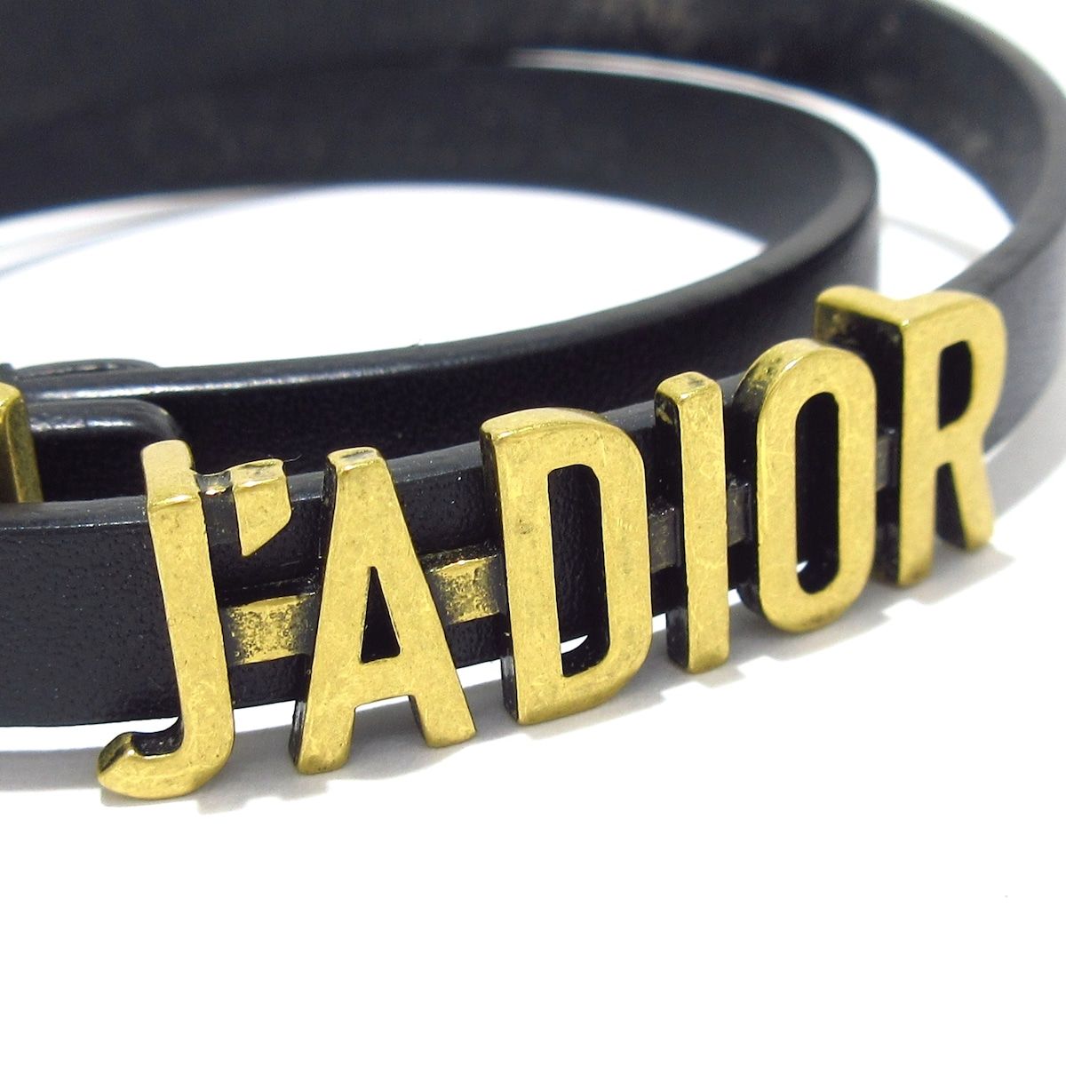 DIOR ChristianDior ディオール クリスチャンディオール ブレスレット レザー 黒 ゴールド J ADIOR
