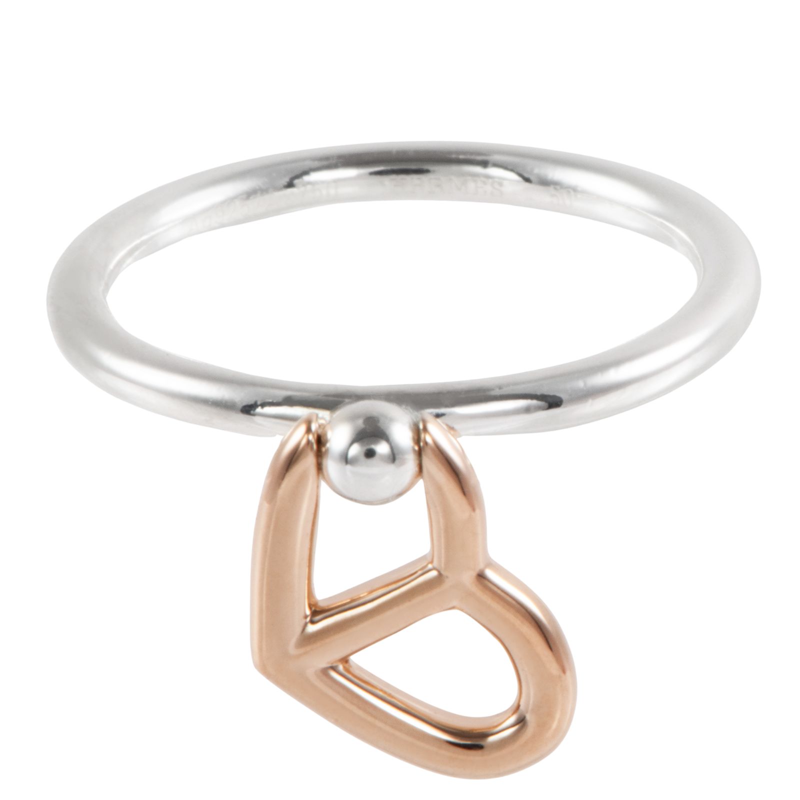 HERMES エルメス シェーヌダンクル ハート リング 指輪 10号 シルバー