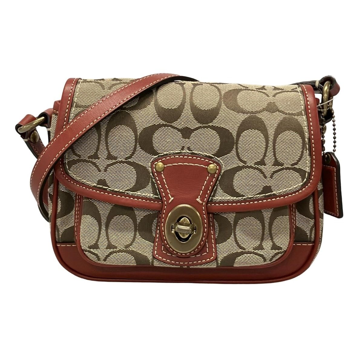 COACH コーチ ショルダーバッグ シグネチャークリケットショルダーバッグ 10566 S カーキ レッド レザー