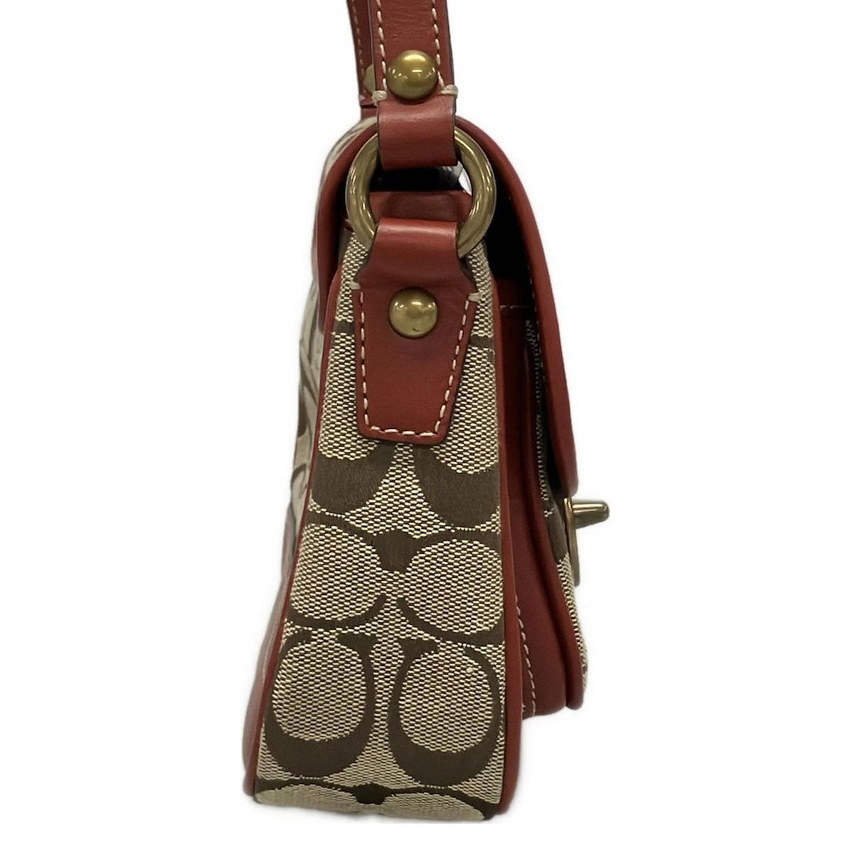 COACH コーチ ショルダーバッグ シグネチャークリケットショルダーバッグ 10566 S カーキ×レッド レザー