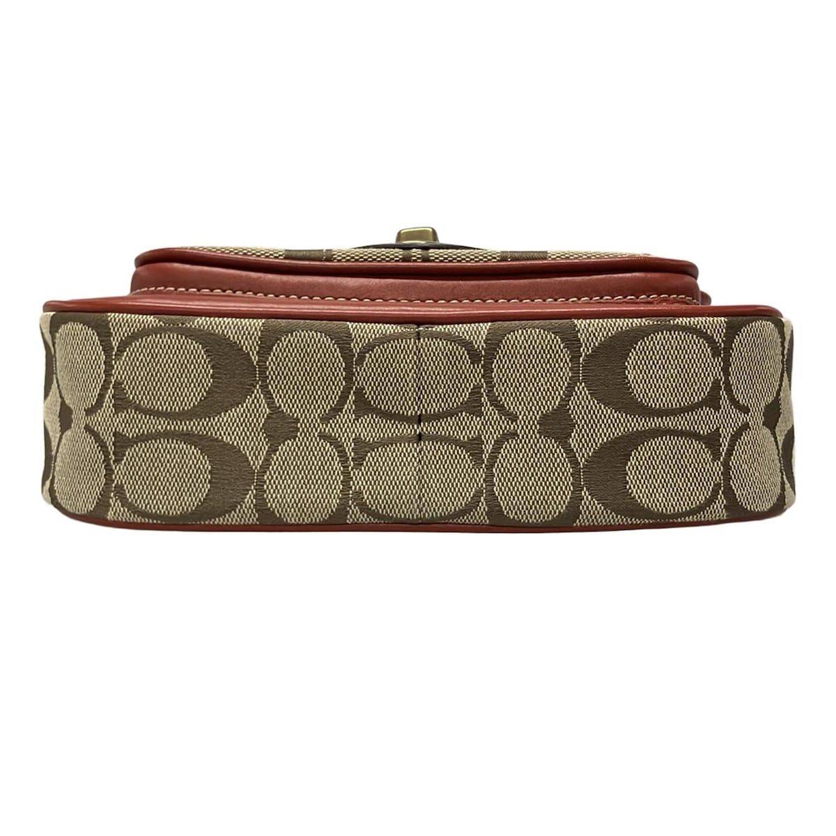 カーキ×レッド レザー