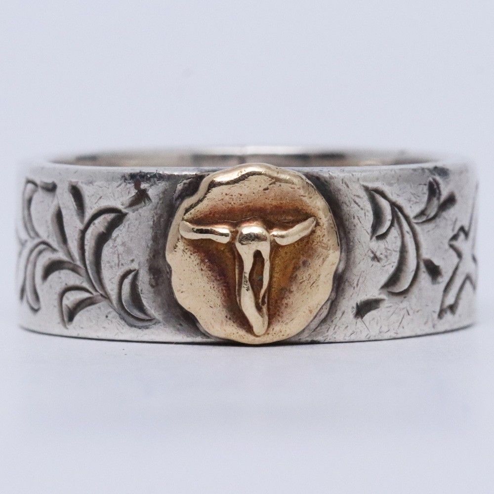 17号 TADY KING アラベスク平打ちリング K 18 ロングホーン シルバー