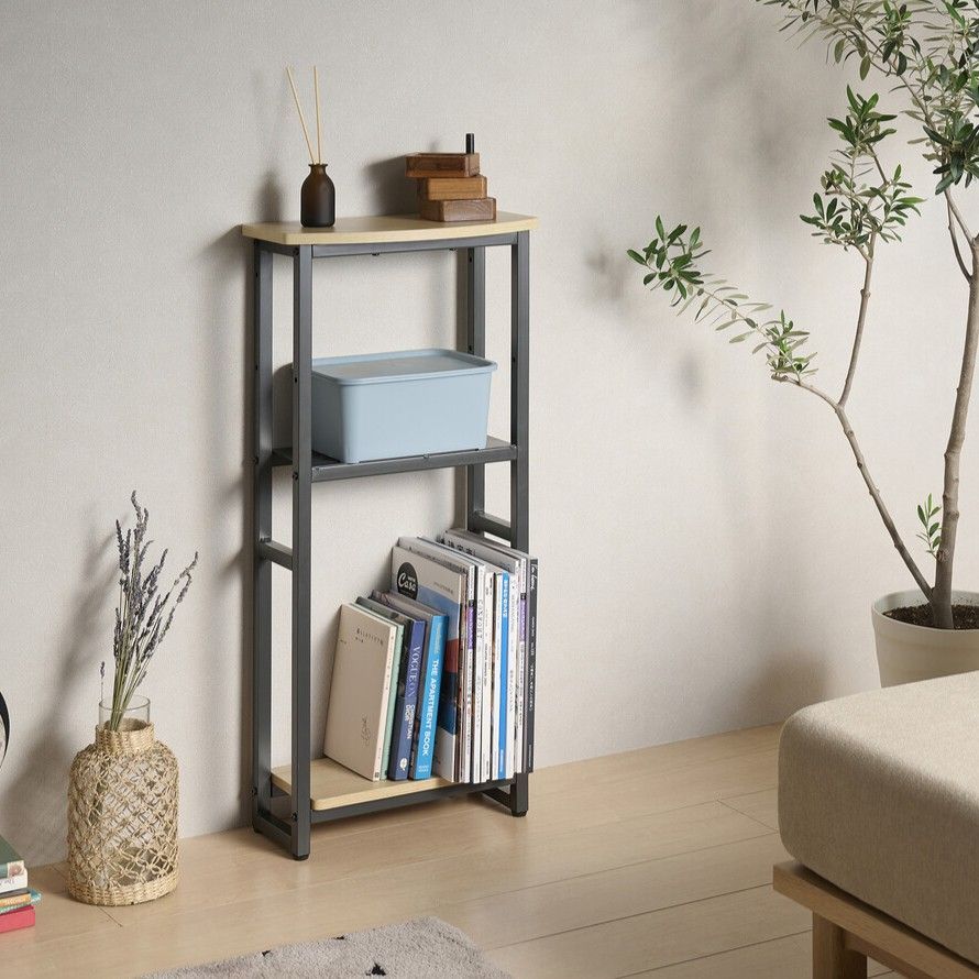 コンソールテーブル 幅40 高さ85 飾り台 スリム コンパクト S字フック付き サイドテーブル ディスプレイ シンプル 玄関 リビング 玄関ラック 置き場 北欧 スチールフレーム 木目 ナチュラル おしゃれ 新生活 一人暮らし