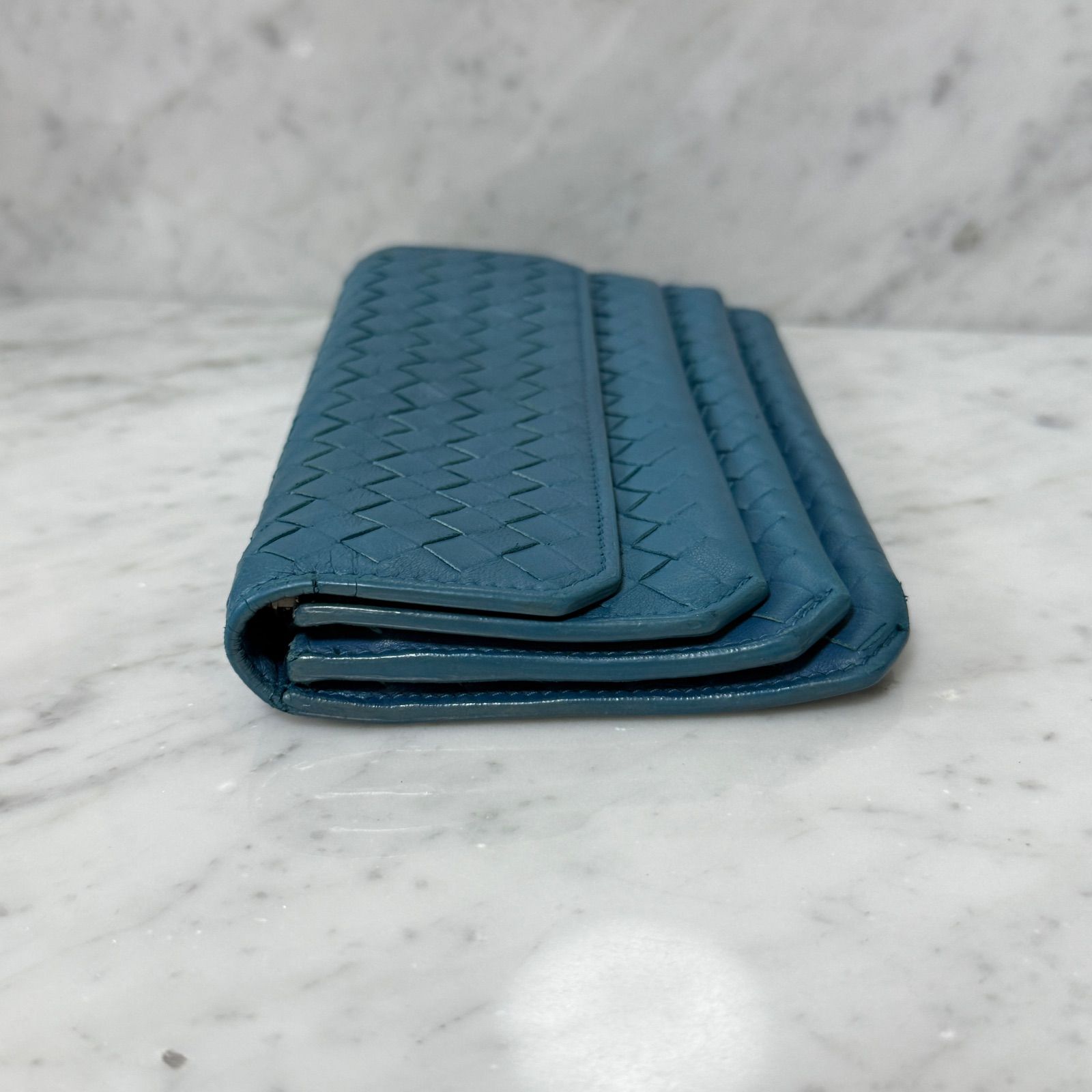 bottegaveneta ボッテガヴェネタ 長財布 ブルー 青 本革 レザー