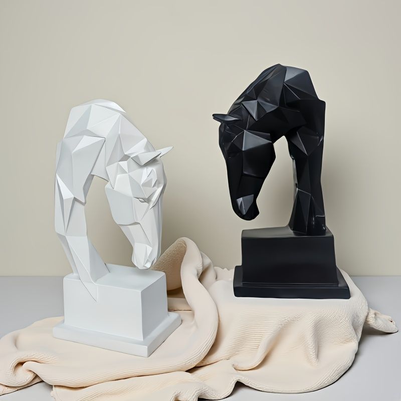 オブジェ エレガント 置物 樹脂 像 モダン 感 ウマ うま 馬 干支 正月飾り 美術工芸 動物 現代彫刻デスク装飾 インテリア リビング ダイニング 寝室 玄関 ギフト プレゼント 贈り物 白 黒 2種類