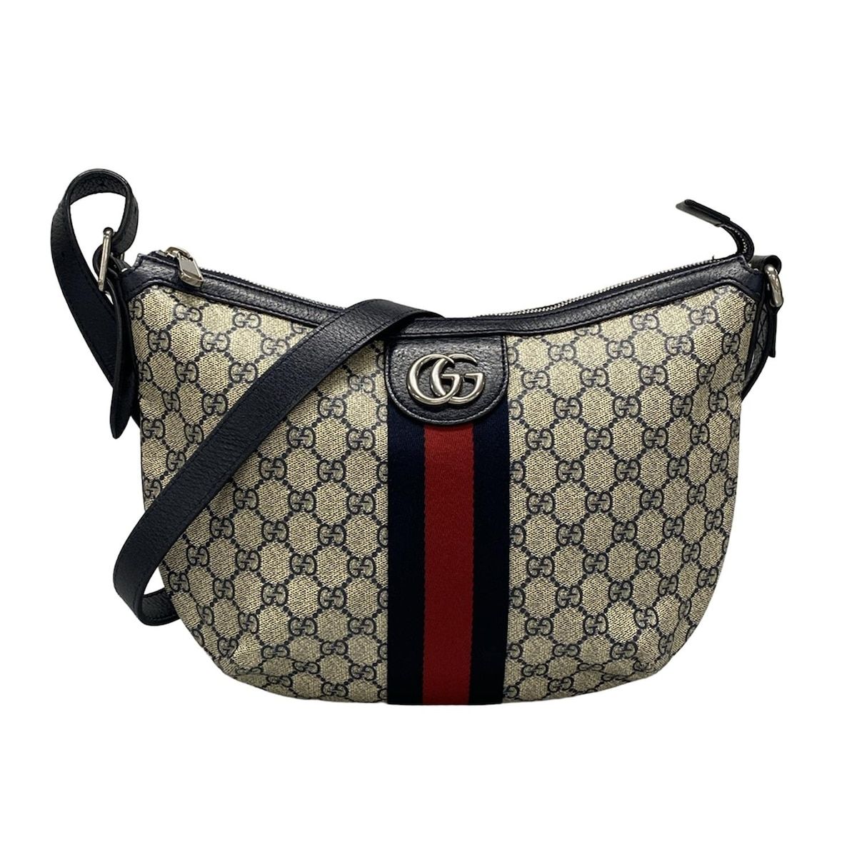 GUCCI グッチ ショルダーバッグ オフィディア GGスモール 598125 ネイビー アイボリー レッド レザー