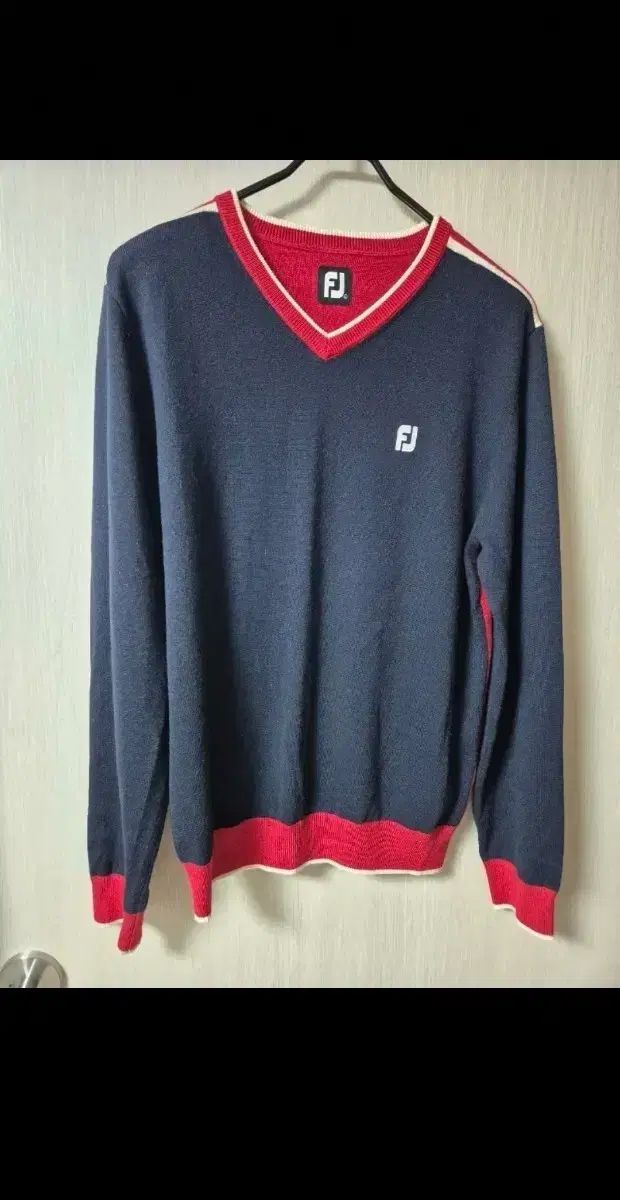 FJ フットジョイ Vネック ニット ネイビー レッド バイ L