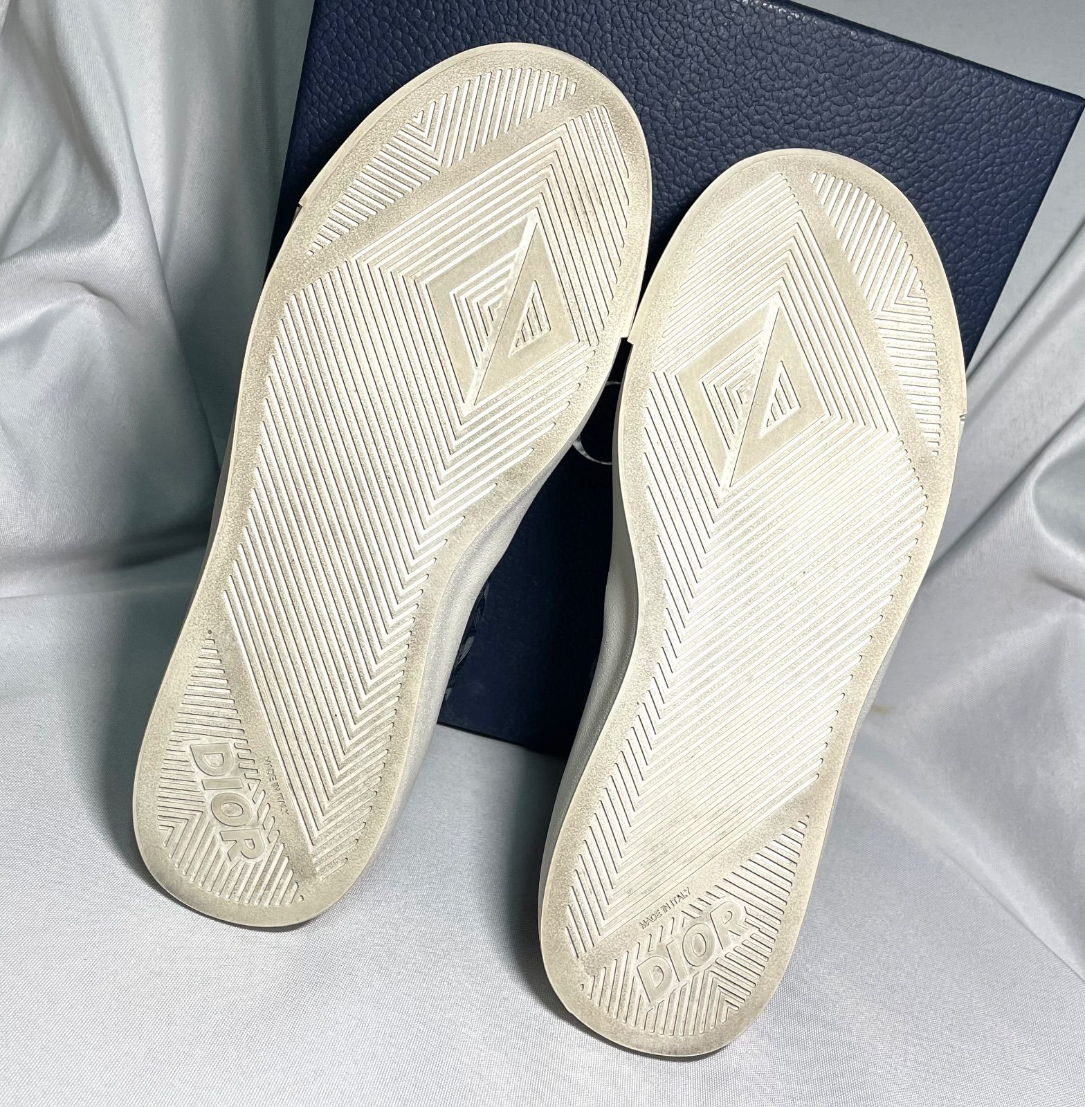  近年モデル DIOR ディオール B 101 CD ダイヤモンド ロゴ キャンバス スリッポン スニーカー 42 27 cm〜 マリンブルー ホワイト スリッポン 靴