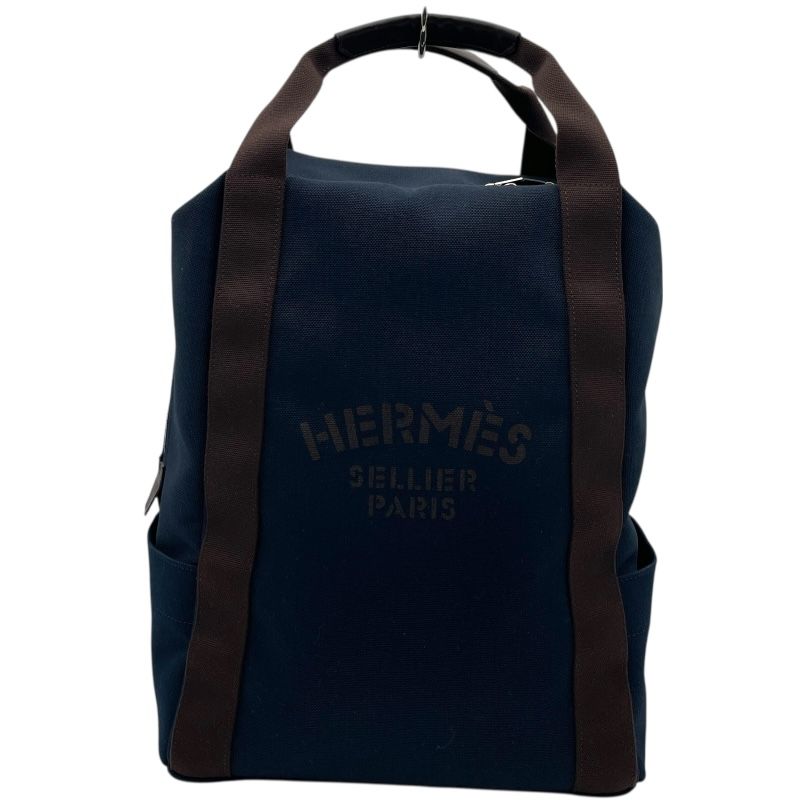 エルメス HERMES サックドパンサージュ グルーム バックパック ネイビー SV金具 トワル メンズ リュック デイパック