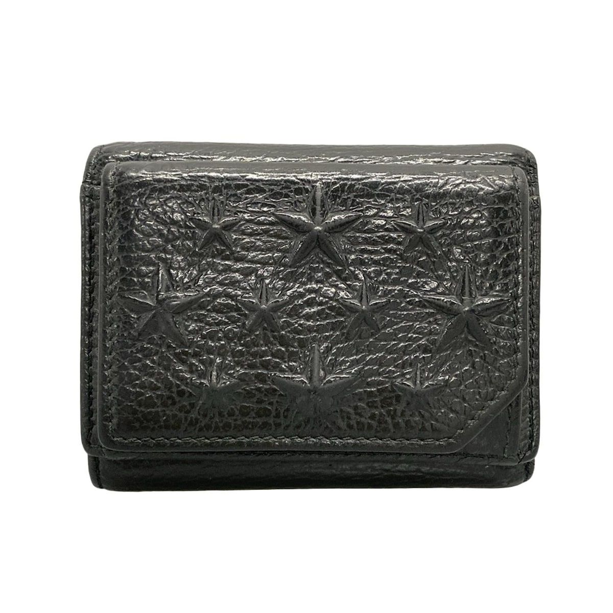 JIMMY CHOO ジミーチュウ 3つ折り財布 ネモ 黒 型押し加工 スター レザー