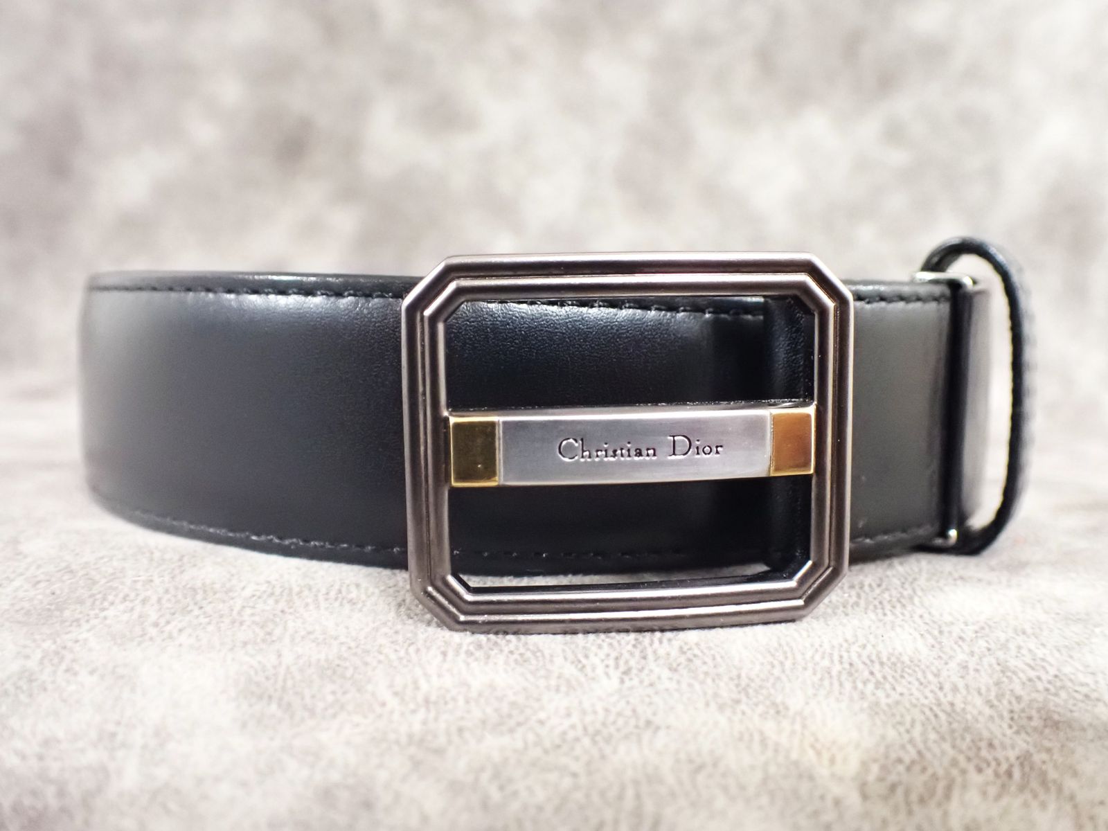 Christian Dior クリスチャンディオール ブラックレザー ベルト メンズ