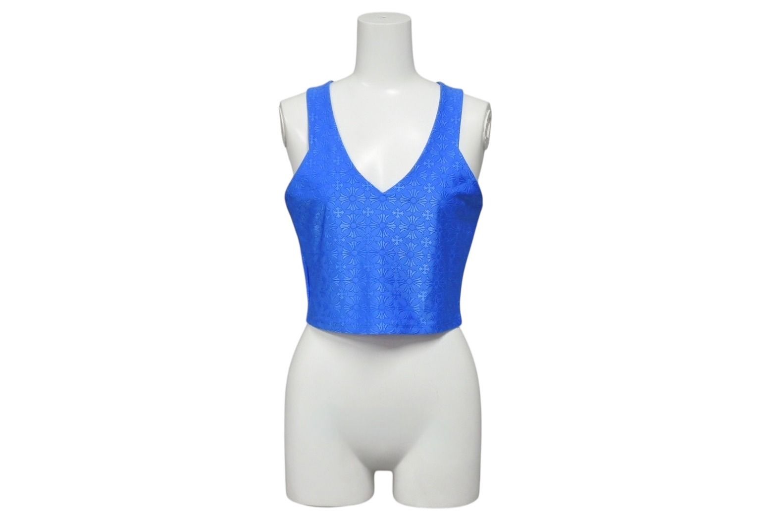 CHROME HEARTS クロムハーツ chプラス 総柄 タンクトップ ノースリーブ サイズM ブルー 4 b 010390