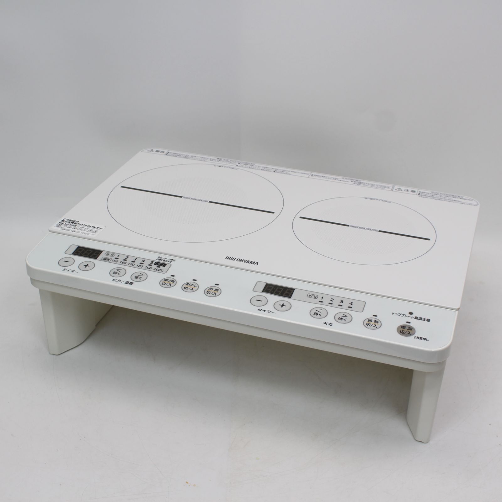 738 アイリスオーヤマ 2口 IHコンロ IHクッキングヒーター 1400 W 100 V 脚付き ホワイト IHK 12 S 製